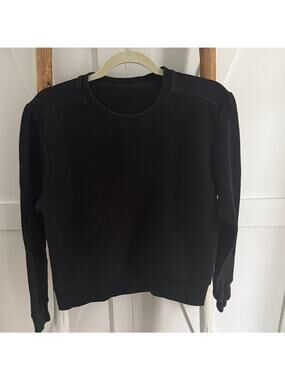 Born Primitive Black Crew Quilted Neck Sweater Athleisure Med